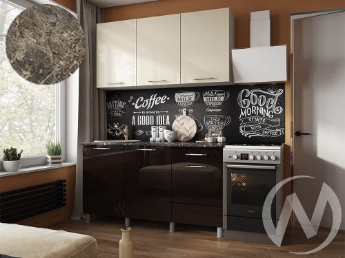 Кухня Нора 1.5м (корпус белый/ваниль; горький шоколад) 38мм королевский опал