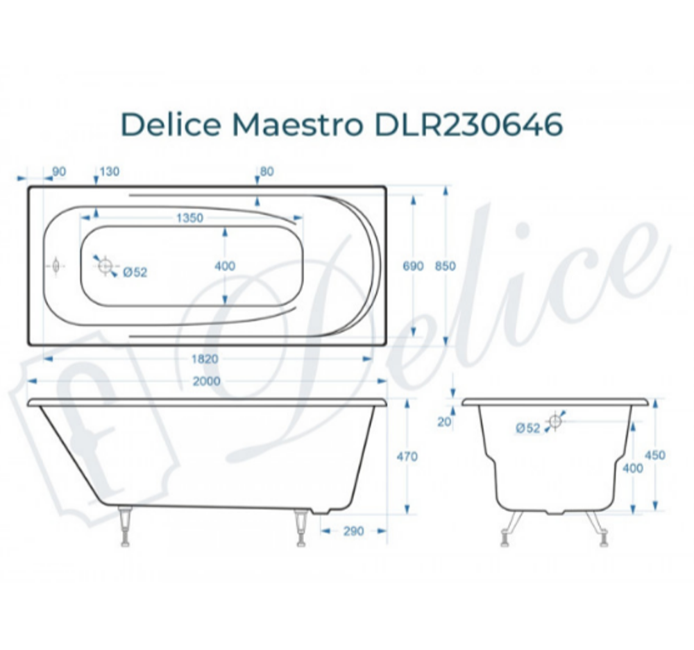 Ванна чугунная Delice Maestro 200х85 DLR230646