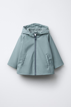 ZARA ПРОРЕЗИНЕННАЯ КУРТКА WATER REPELLENT, СЕРЫЙ / СИНИЙ