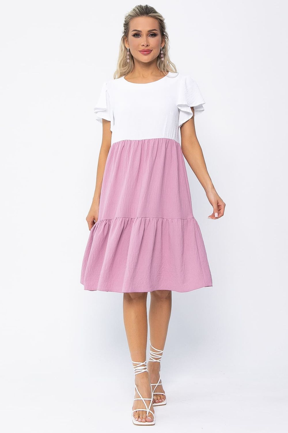 Платье Ветер перемен (бело-розовое) П13586-4М LT Collection