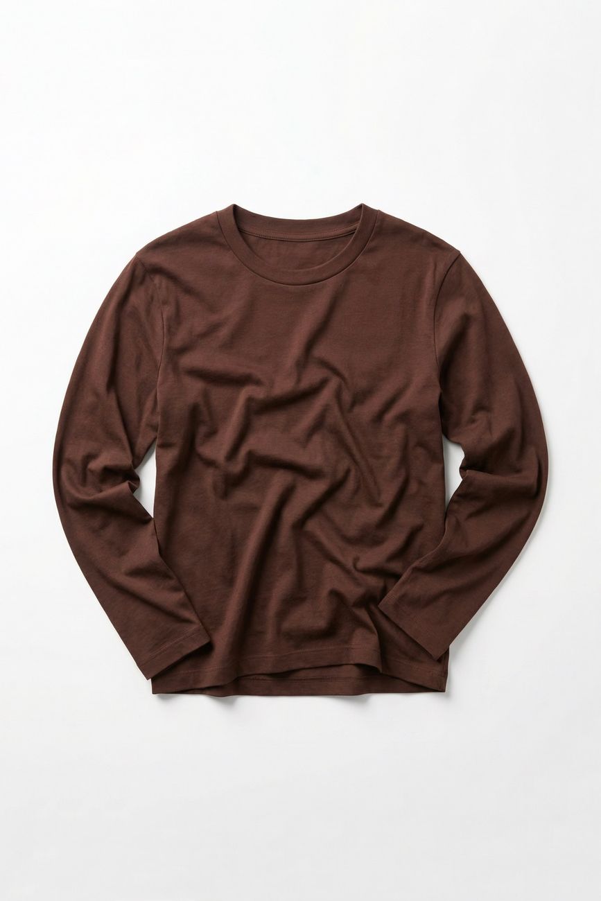 Лонгслив с шерстью мериноса, коричневый