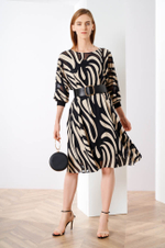 51297 Платье женское (бежево-черный принт)