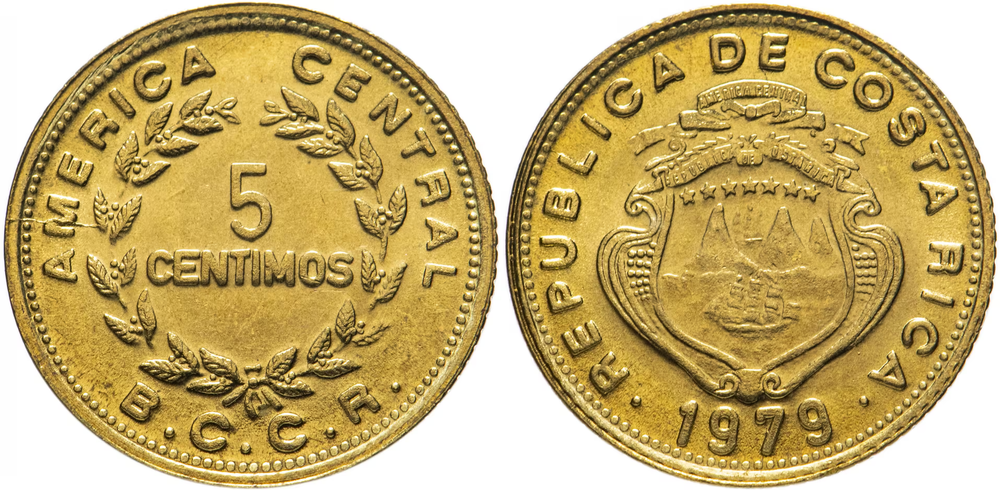 Коста-Рика 5 сентимо, 1979 Герб XF