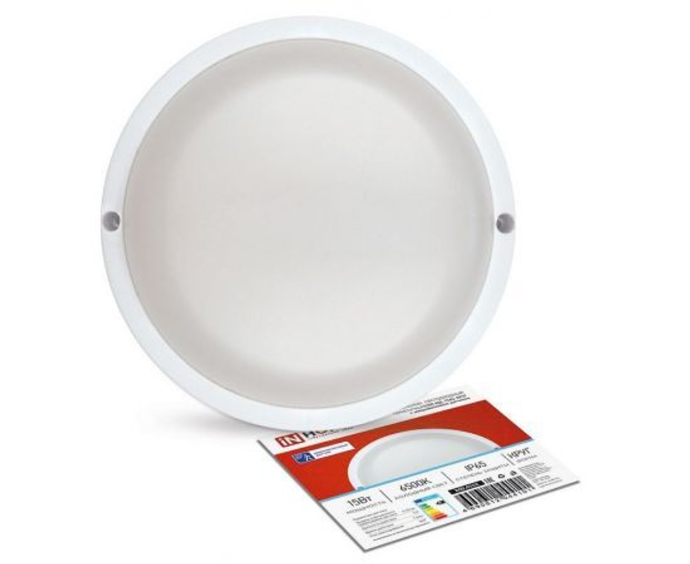 Светильник светодиодный герметичный СПП МД-1565-КРУГ 15Вт 6500К 1350Лм с микроволновым датчиком IP65 140мм IN HOME