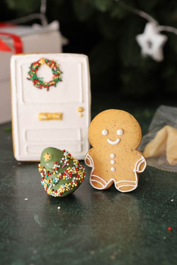 Пряник дверь, новогодний мини пряник,попс елка, печенье с предсказаниями