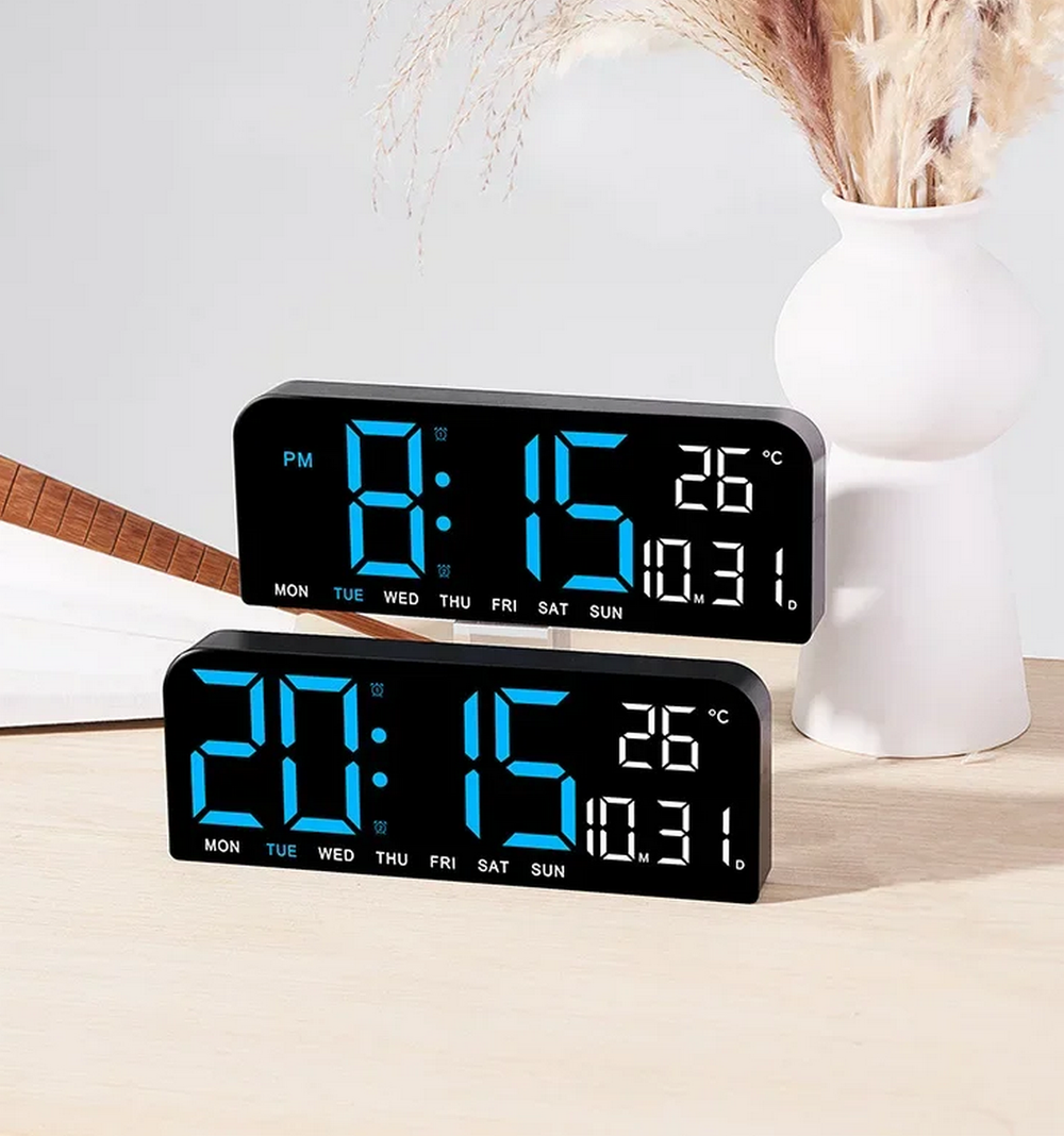 Часы настенные LED MIRROR GH0707 Blue&White