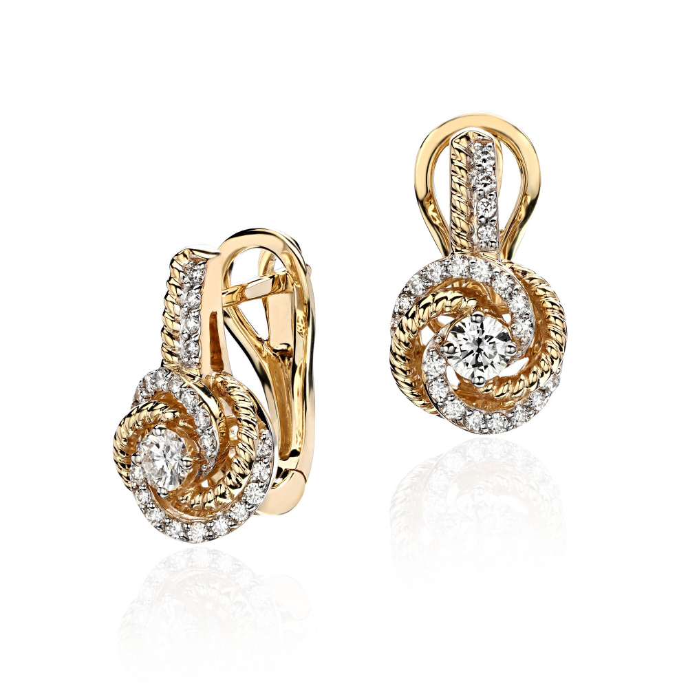Серьги с бриллиантом  из желтого золота JA-S-С6313552