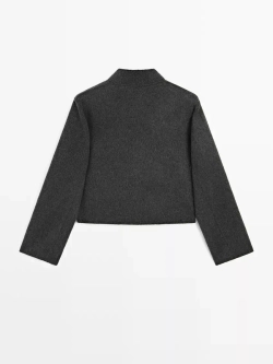 Massimo Dutti Короткая двубортная куртка из смесовой шерсти, темно-серый