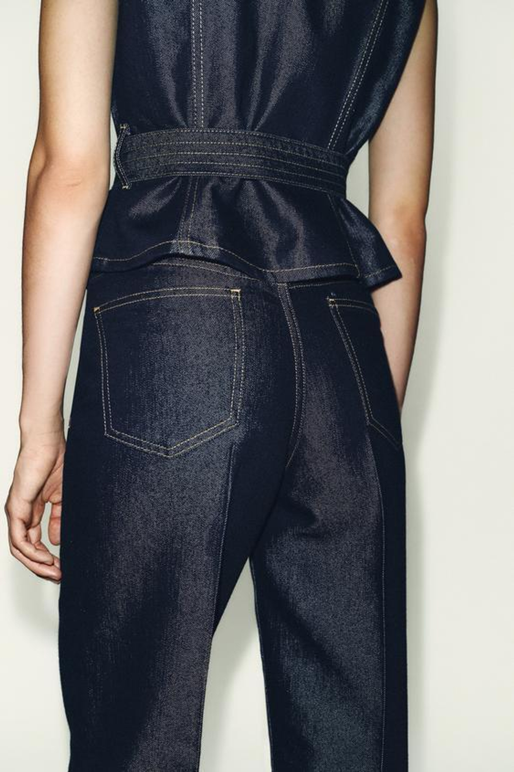 ZARA ДЖИНСЫ Z1975 STRAIGHT СО СРЕДНЕЙ ПОСАДКОЙ И СТРЕЛКАМИ, СИНИЙ