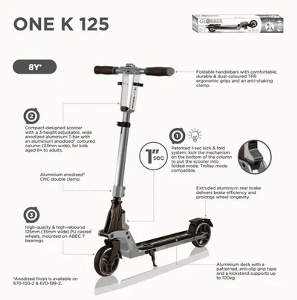 Самокат Globber One K 125 черный
