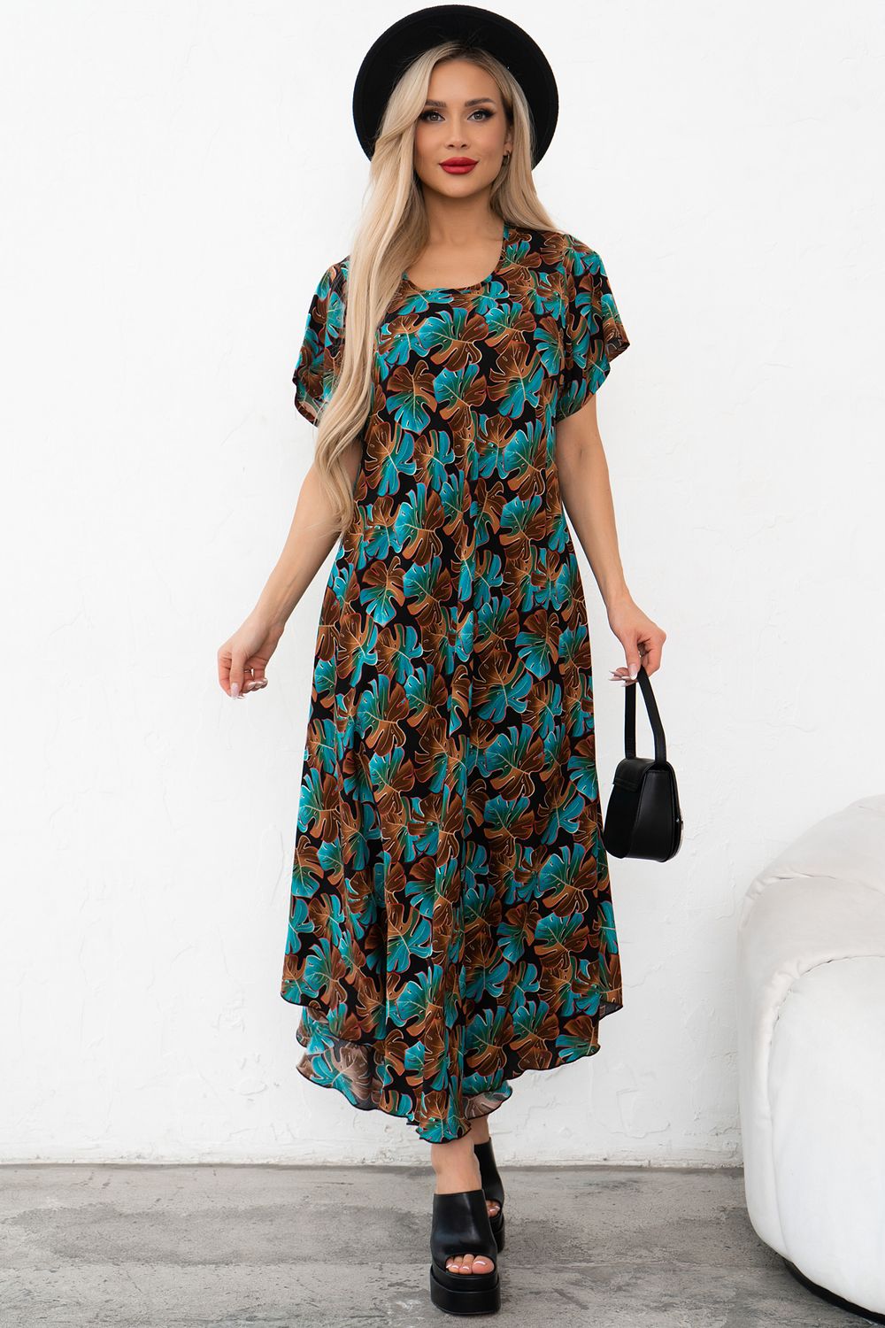 Платье Магия лета (коричневый/бирюза) Р11-867/15 Nikol (Акция)