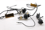 Лампа светодиодная двухрежимная LED S25 (1156) 28 SMD (2835+3030) с линзой (Белый+Желтый), с резистором и проводкой, комплект (2шт)