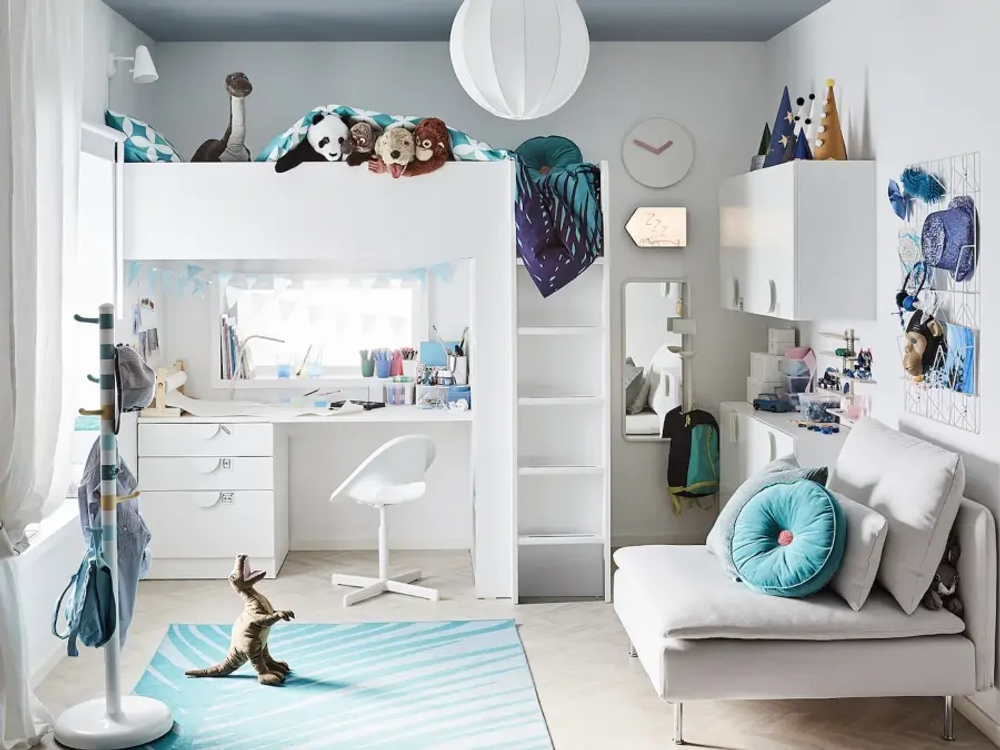 Кровать двухъярусная - IKEA SMÅSTAD/SMASTAD/СМОСТАД ИКЕА, 90x200 см, белый/черный