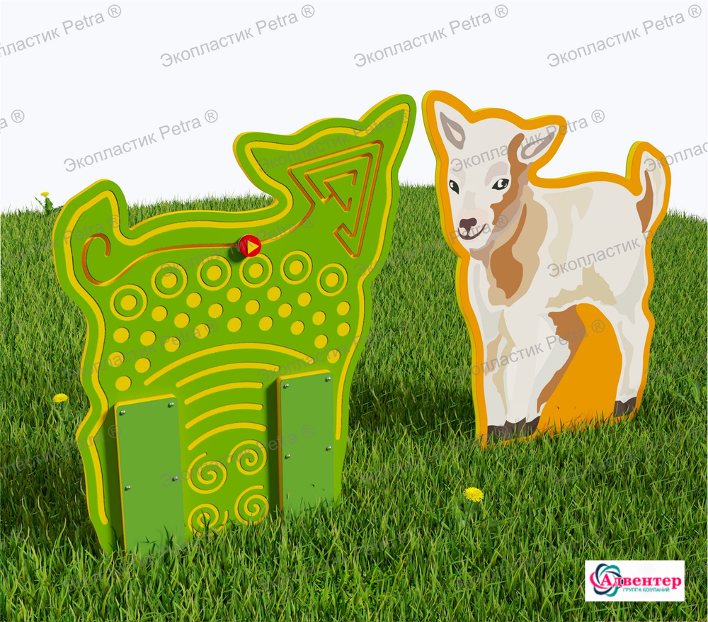 Уличный двусторонний модуль с сенсорными элементами Тактильный топиарий Животные фермы