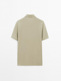 Massimo Dutti Футболка-поло из хлопка, светлый хаки