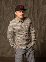 Сорочка Варгградъ мужская серо-бежевая клетка