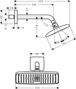 Верхний душ Hansgrohe Raindance E 240 AIR 1jet 27370000, держатель 223 мм