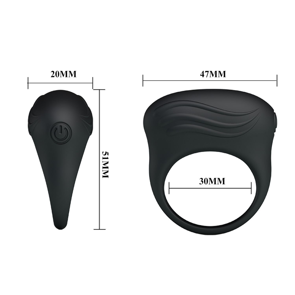 Черное вибрирующее эрекционное кольцо (Цвет: черный)