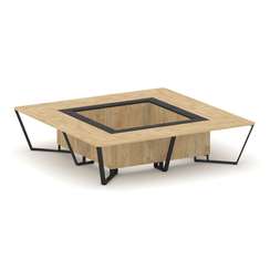 Steel Meet Стол переговорный квадратный KM-PR.B.SP-16K Тиквуд Светлый/Графит Глянец/Металл Черный 32