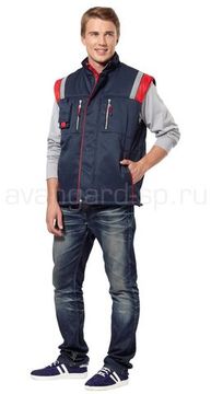 Жилет утепленный "Авангард" (синий/красный)