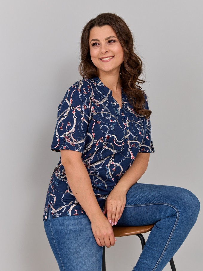 Блузка БЛ-122/синийремни-цепи