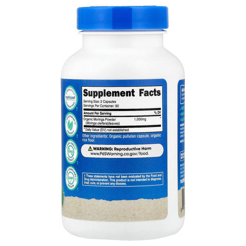Nutricost, Моринга, 180 капсул (500 мг в каждой капсуле)