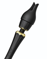 Черный wand-вибратор Kyro с 2 насадками (Цвет: черный)