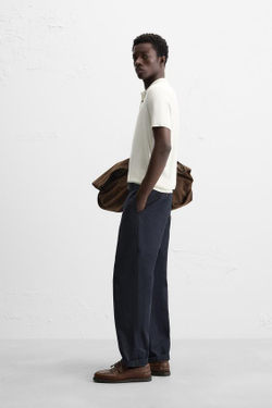 ZARA ПОЛО ИЗ СМЕСОВОЙ ВИСКОЗЫ, ЖЕЛТОВАТО-БЕЛЫЙ