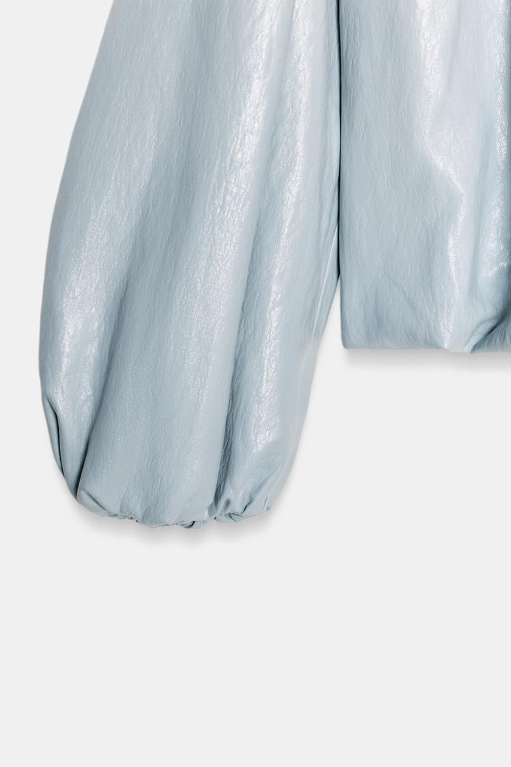 ZARA КУРТКА-БОМБЕР ИЗ ИСКУССТВЕННОЙ КОЖИ, НЕБЕСНО-ГОЛУБОЙ