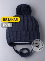 Шапка для мальчика на завязках осенняя