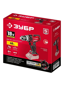 ЗУБР Дрель-шуруповерт, 18 В, 40 Нм, 0 АКБ