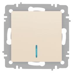 Выключатель Intro Accent 6-102-02 с подсветкой, 10А-250В, IP20, СУ, AL/CU, слоновая кость | Intro