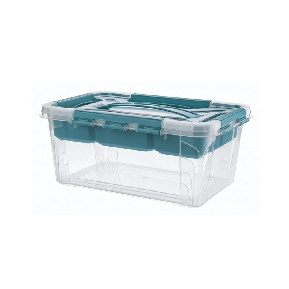 Ящик универсальный с замками и вставкой- органайзером "grand box", 290х190х124мм, 4,2л (голубой)