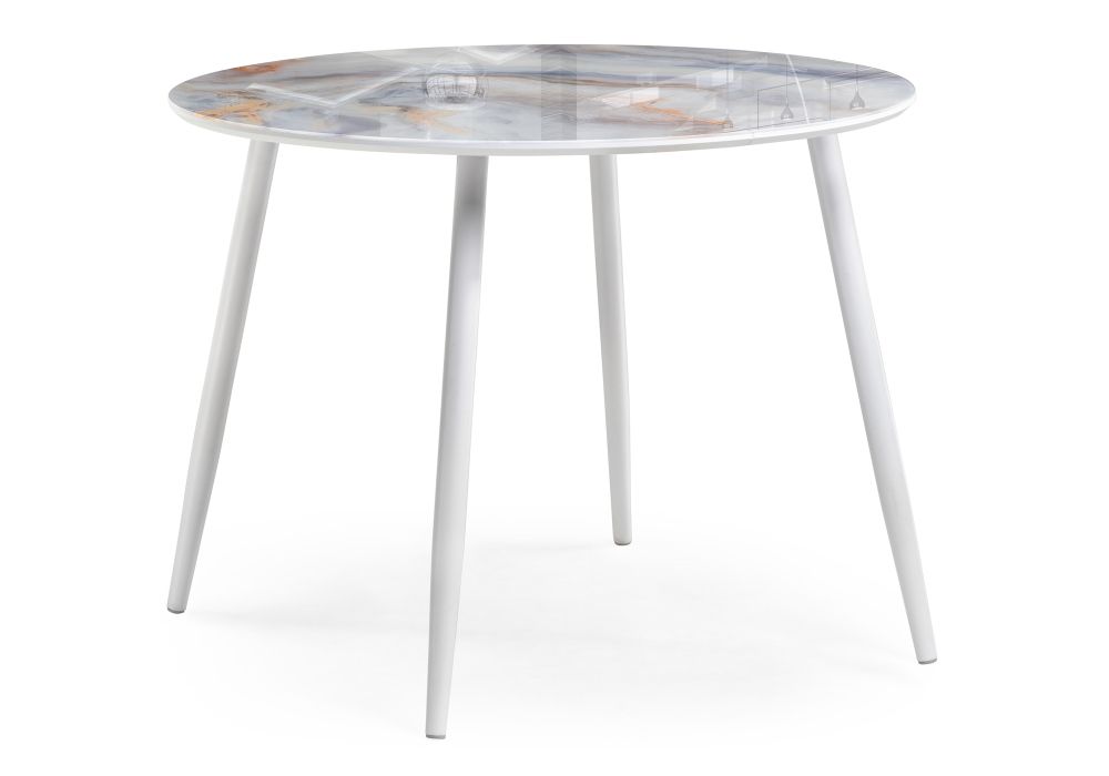 Обеденная группа Алар микровелюр розовый / кианит / белый