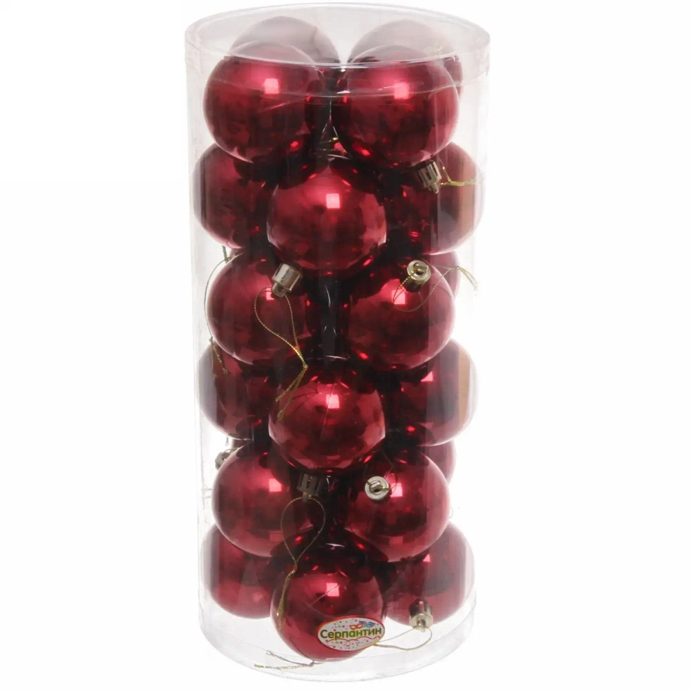 Новогодние шары 6 см (набор 24 шт) «Глянец», темный рубин