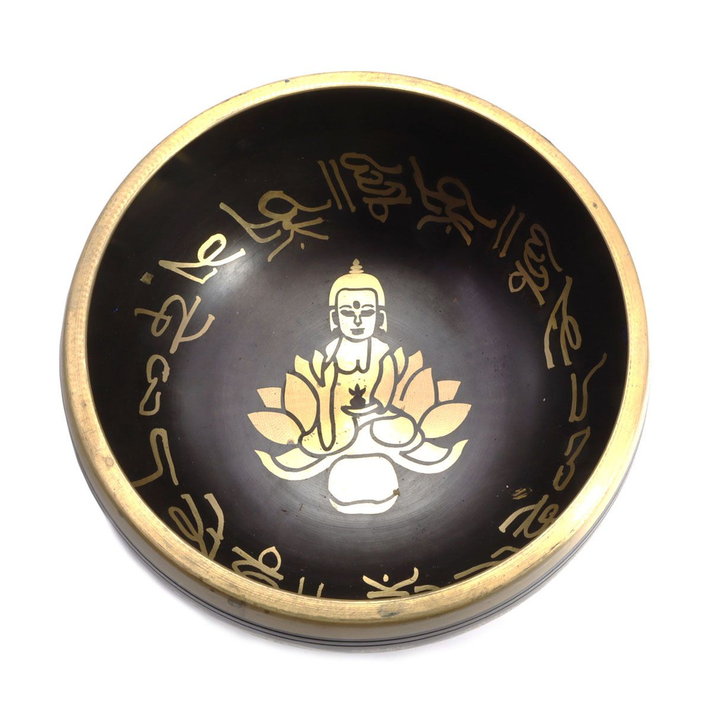 Поющая чаша с золотыми символами лотос