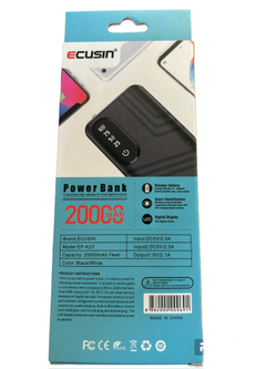 Внешний аккумулятор (Power bank) 3 USB Ecusin  20000 mAh  с фонариком
