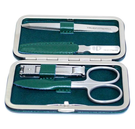 МАНИКЮРНЫЙ НАБОР ИЗ 4 ПРЕДМЕТОВ В КОЖАНОМ ЧЕХЛЕ ЗЕЛЕНЫЙ T&H