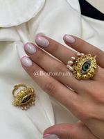 Кольцо Скиапар. золотистое в форме глаза с жемчугом