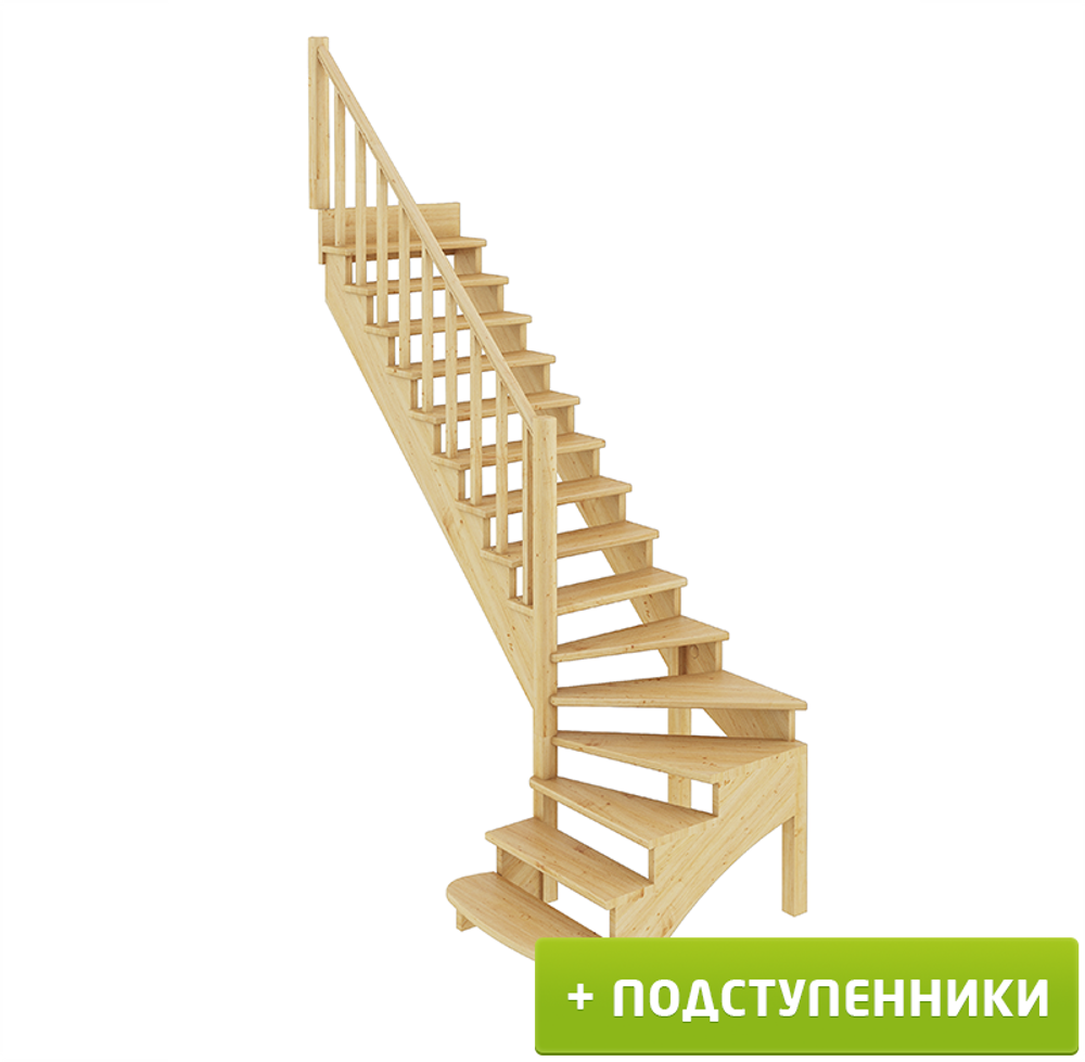 Лестница на второй этаж К-001м/3 Левая c подступенками
