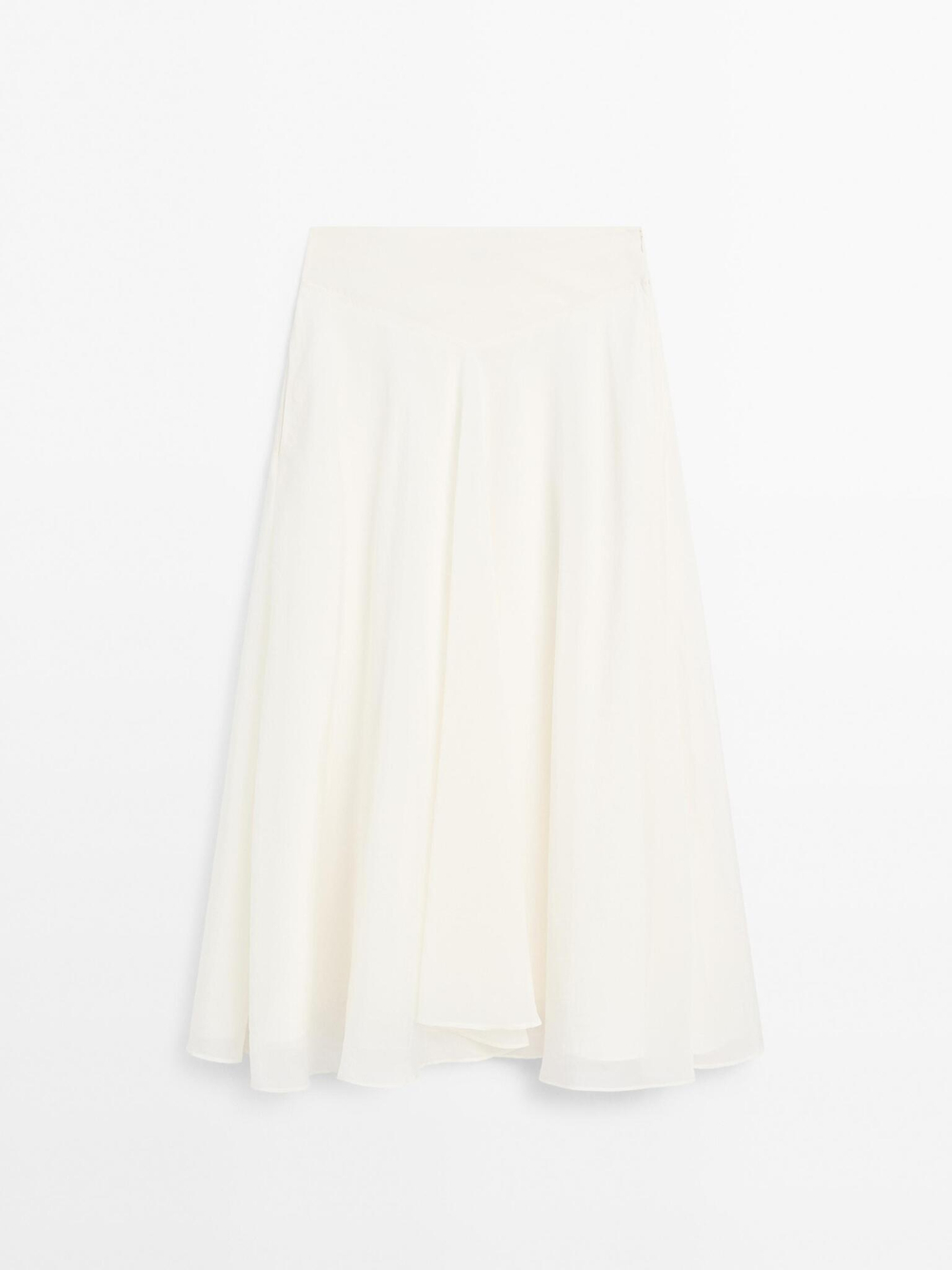 Massimo Dutti Юбка миди клеш с кокеткой, кремовый