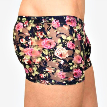 Мужские трусы боксеры темно-синие  с розами Romeo Rossi Rose Boxer RR00225