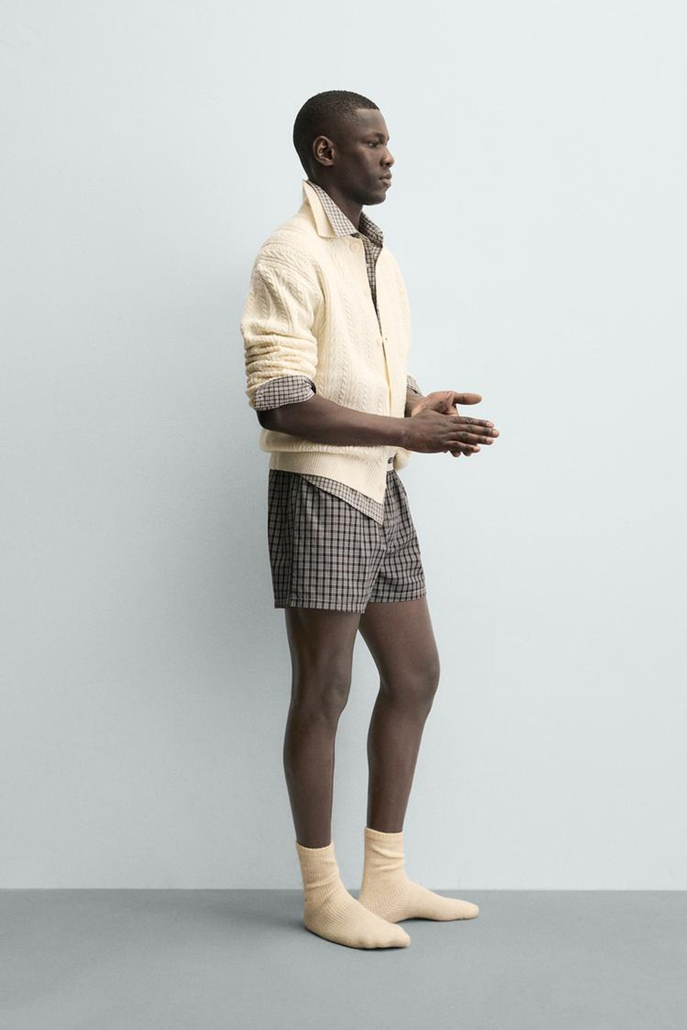 ZARA КАРДИГАН СО СТРУКТУРНЫМ УЗОРОМ «КОСЫ», ЭКРЮ