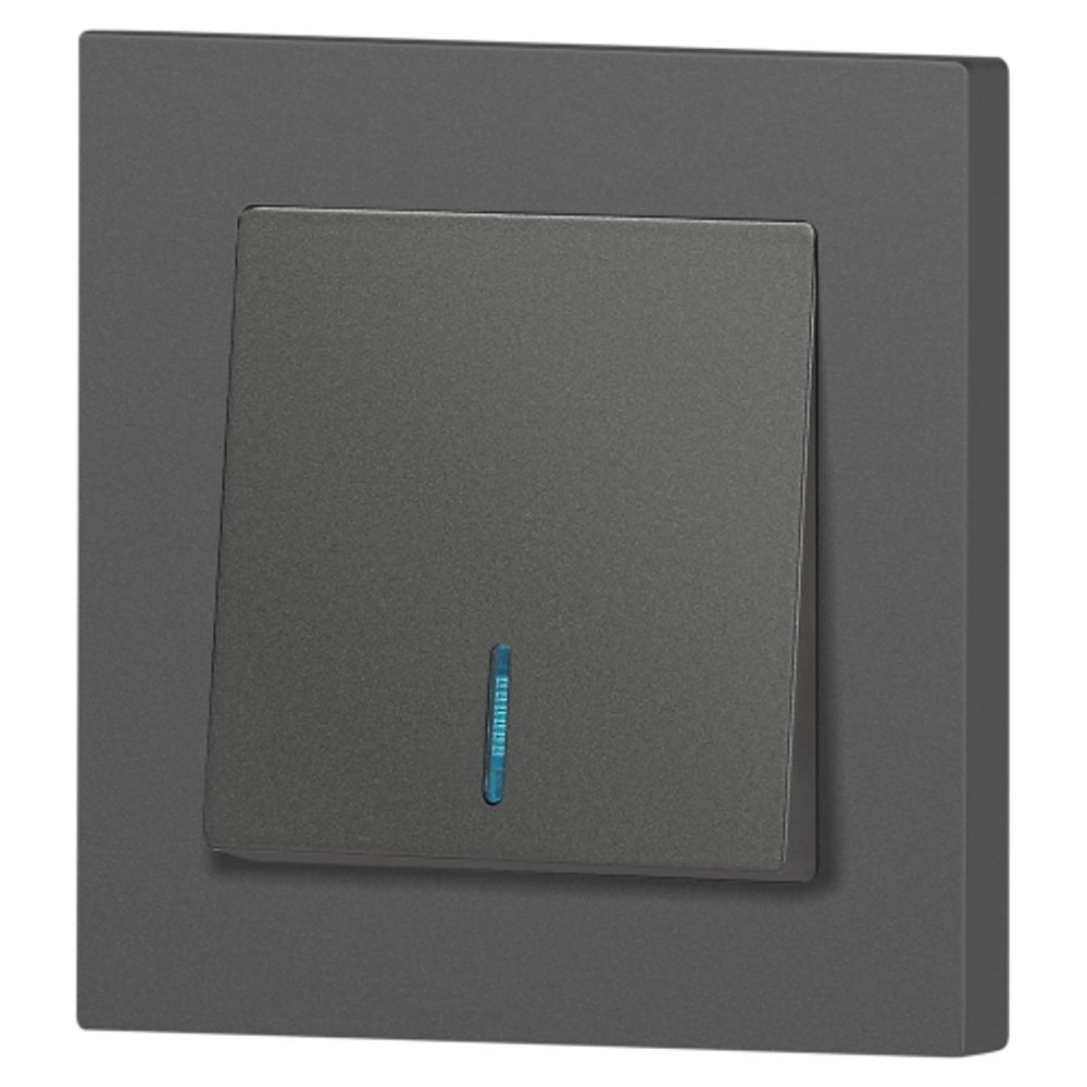 Выключатель Intro Accent 6-102-07 с подсветкой, 10А-250В, IP20, СУ, AL/CU, графит | Intro