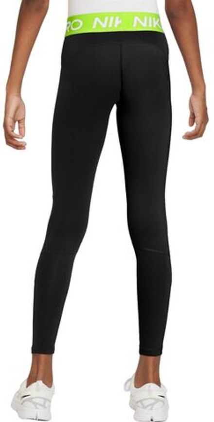 Брюки для девочки Nike Girls Pro Dri-Fit Leggings - black/volt/white - Black