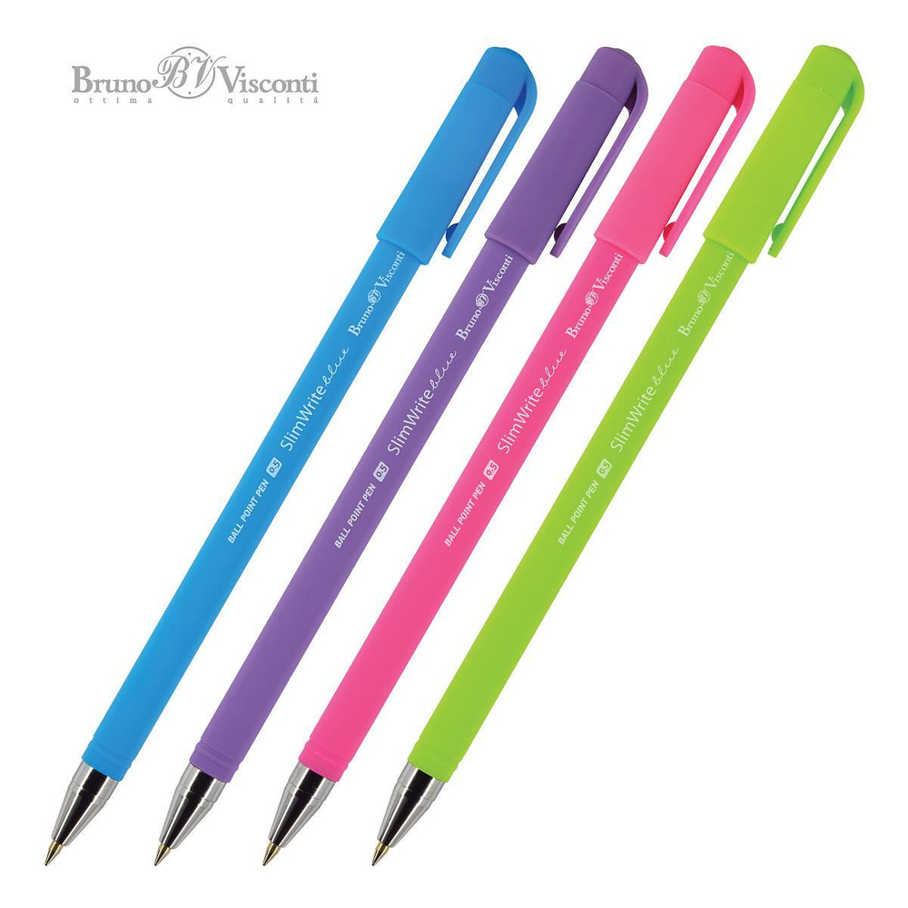 Ручка шариковая 0.5 мм, синяя "SlimWrite. Special", 4 цвета корп. (Bruno Visconti)