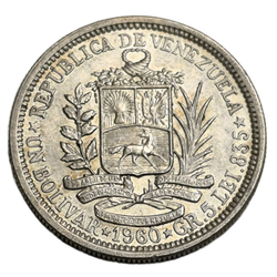 Монета 1 боливар (bolivar) 1960 год Венесуэла