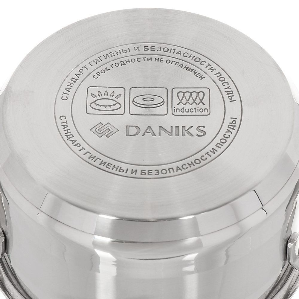 Кастрюля нерж, 1 л, с крыш, крышка стекло, Daniks, GS-01311-14CA/SD-514, индукц