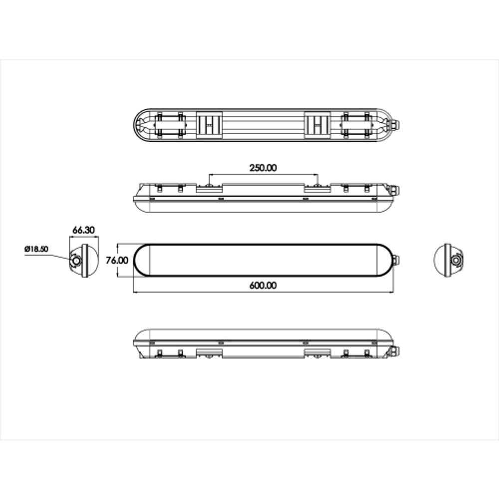 Линейный светодиодный светильник ЭРА SPP-201-0-65K-018 18Вт 6500К IP65 600 матовый | Линейные светодиодные светильники IP65