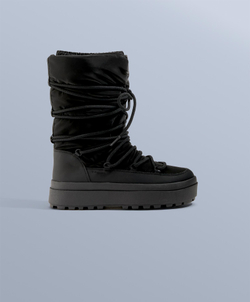 OYSHO Нейлоновые ботинки на шнуровке для après-ski, черный